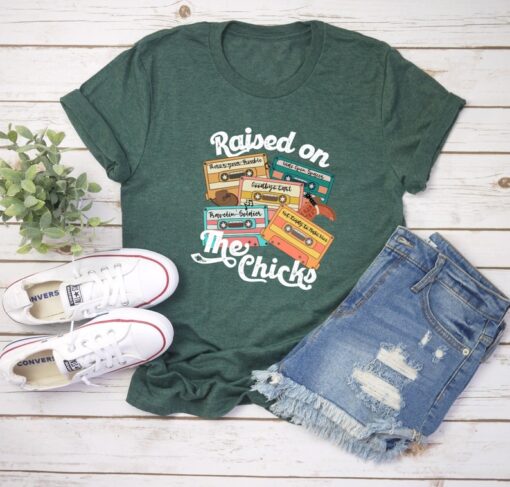 Raised on the Chicks Shirt, Vintage 90's Clothing, Country Music Shirt, Retro Cassette Shirt