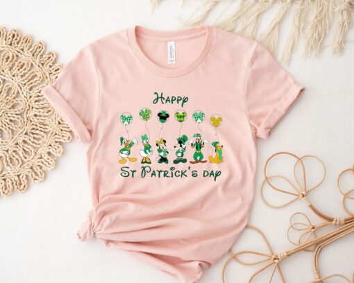 Happy St. Patrick's Day Mickey And Friends Shirt, Patrick's Disney Characters Mickey Balloon T-Shirt