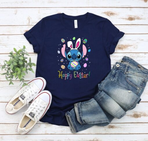 Happy Easter Stitch Shirt, Disney Stitch Bunny T-Shirt, Stitch Lover Tee, Disney Egg Tee, Disney Matching Shirt