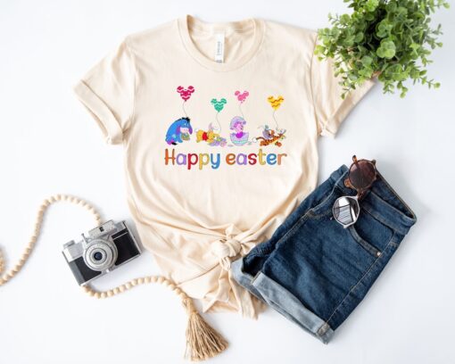 Happy Easter Winnie The Pooh Shirt, Easter Disney Characters Mickey Balloon T-Shirt, Disney Egg Tee, Easter Day Shirt