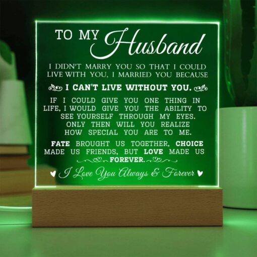 To My Husband "Can't Live Without You" Acrylic Plaque, Anniversary Gift to Husband, Best Wedding Gift Idea