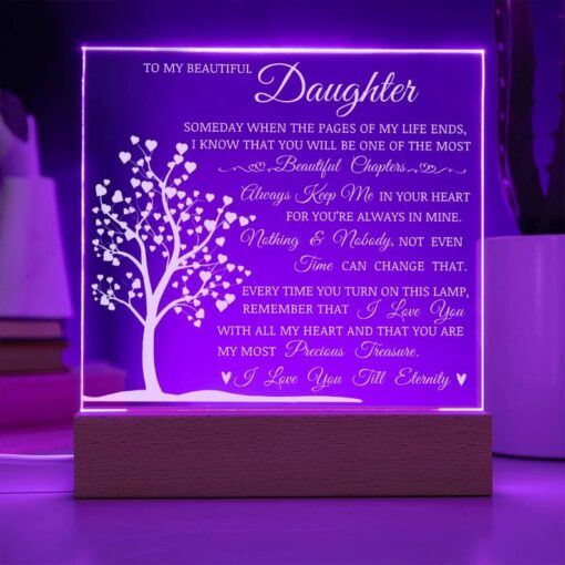 Daughter Keepsake Gift - Lamp of Love, LED Square Acrylic for Daughter, Best Christmas Gift Idea