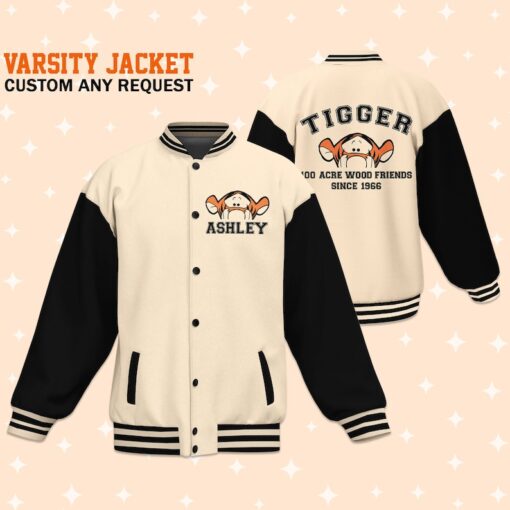 Personalize Winnie The Pooh Tigger 100 Acre Wood Friends, Disney Varsity Jacket, Adult Varsity Jacket, Uniform Varsity