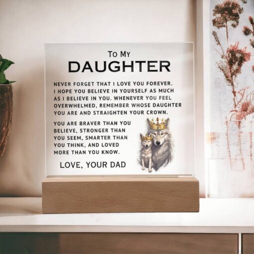 My Daughter - Straighten Your Crown - Acrylic LED Lamp | Square Personalized For Daughter, Birthday Present, From Dad