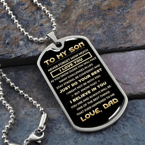 To My Son from Dad, Dog Tag, Never Forget How Much I Love You