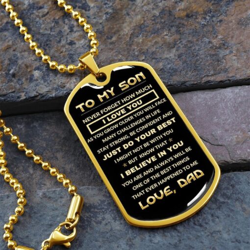 To My Son from Dad, Dog Tag, Never Forget How Much I Love You