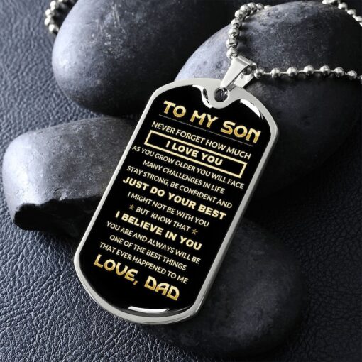 To My Son from Dad, Dog Tag, Never Forget How Much I Love You