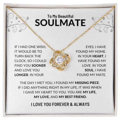 To My Beautiful Soulmate | Love Knot Necklace | Valentine's Day Gift, Birthday Gift, Christmas Gift, Anniversary Gift