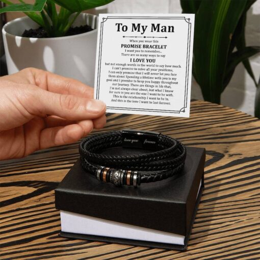 To My Man Bracelet, Promise Bracelet for Him, Christmas Gift for Boyfriend Husband, Boyfriend Birthday Gift