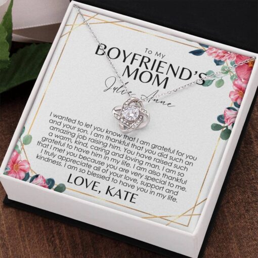 Boyfriend's Mom Necklace - Personalized Message Card - To My Bf's Mom Gift Ideas For Christmas, Birthday, Mother's Day