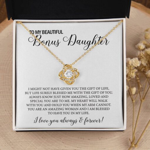 To My Beautiful Bonus Daughter Necklace, Gift for Bonus Daughter from Unbiological Mom, Bonus Daughter Birthday Gift