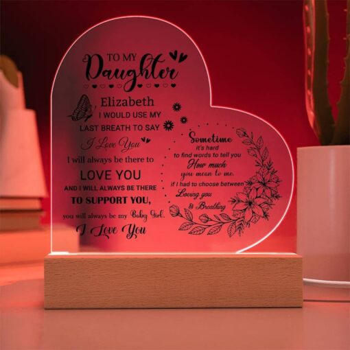 To My Daughter Acrylic Heart Plaque, Gift for Daughter, Meaningful Gift for Daughter