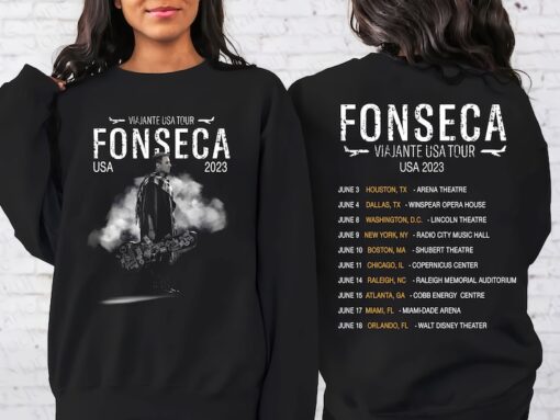 Fonseca 2023 USA Concert T-Shirt, Fonseca Viajante USA Tour 2023, Fonseca Fan Concert Shirt, Sweatshirt, Hoodie all size