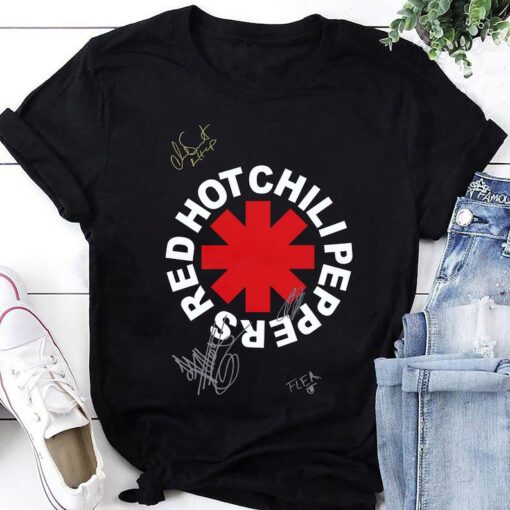 Red Hot Chili Peppers Band Logo T-Shirt, Red Hot Chili Peppers 2024 Tour T-Shirt, RHCP Rock Band Signatures Shirt