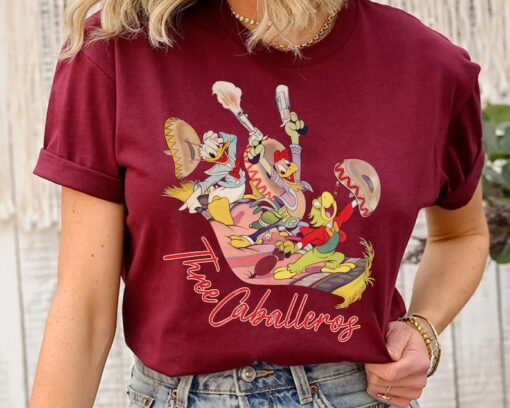 Retro Disney The Three Caballeros Classic Donald Duck Jose Carioca Panchito Pistoles T-Shirt