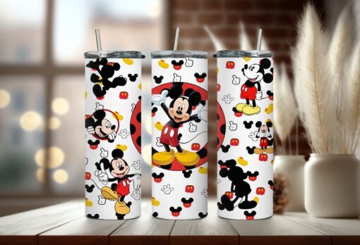 Red and Yellow Iconic Cartoon Disney Mouse Tumbler - Classic Mickey Mouse Tumbler - Enjoy Your Sips with Some Disneyland