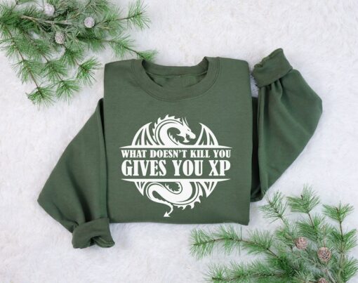 What Doesn't Kill You Gives You XP Sweatshirt, Funny Game Sweater, Dungeons And Dragons T-Shirt, Dungeon Master Shirt