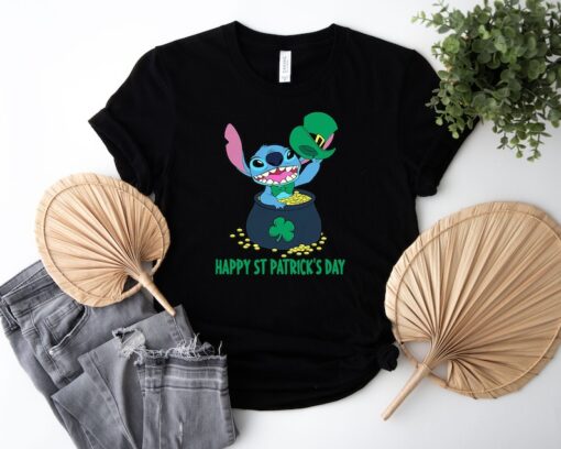 Happy St Patrick's Day Stitch Shirt, Disney Stitch Shamrock T-Shirt, Patrick's Day Shirt, Disney Shamrock Shirt