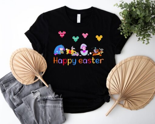 Happy Easter Winnie The Pooh Shirt, Easter Disney Characters Mickey Balloon T-Shirt, Disney Egg Tee, Easter Day Shirt