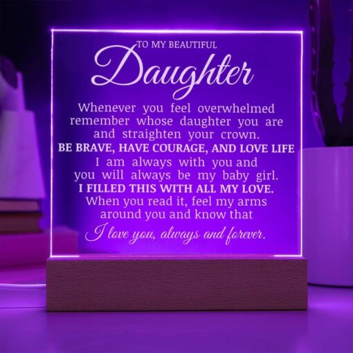 To My Beautiful Daughter "Straighten Your Crown" Acrylic Plaque, Inspirational Gift for Daughter