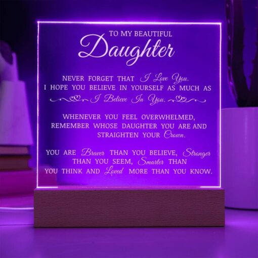 To My Beautiful Daughter "Believe In Yourself" Acrylic Plaque, Best Christmas Gift Idea for Daughter