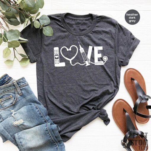 Love T-Shirt, Nurse Life T Shirt, Health Care T-Shirt, Quarantine Tshirts, Heart Stethoscope Shirt, Cute Doctor Gift