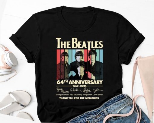 The Beatles 64 Years Anniversary Shirt, Signature The Beatles Band Shirt, Rock Band The Beatles