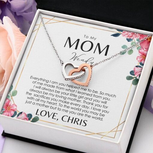 Mom Necklace Gift From Daughter - Personalized Message Card - Mama, Mum, Mommy Gift Ideas For Birthday, Christmas