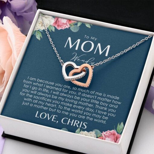 Mom Necklace Gift From Son - Personalized Message Card - Mama, Mum, Mommy Gift Ideas For Birthday, Christmas