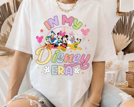 Vintage In My Disney Era Shirt, Retro Disney Castle Mickey Minnie Disney Balloons Tee