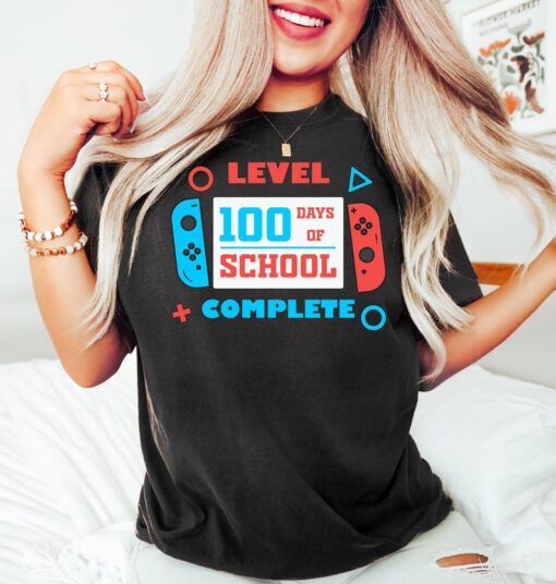 Level 100 Days of School Completed Shirt, Happy 100 Days of School, 100 Days Video Game Shirt, 100 Days Of School Shirt