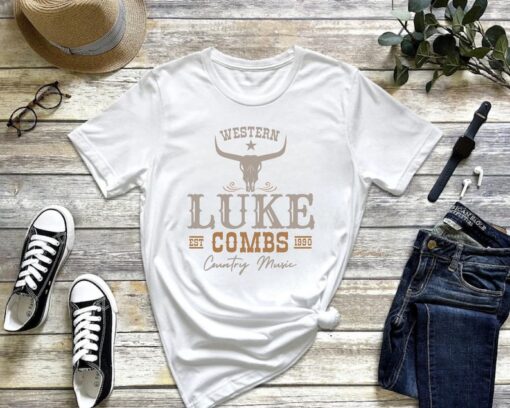 Luke Combs EST 1990 T Shirt, Concert Shirt, Western Luke Combs Bullhead Tour 2023 Merch, Country Music Fan