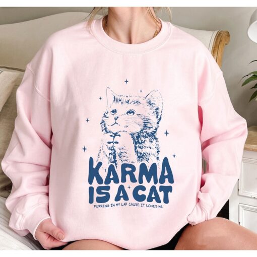 Karma is a Cat Sweatshirt, Music Albums As Books Shirt, Taylor Eras Cat Lover Kids Tshirt, Cat Lover Hoodie