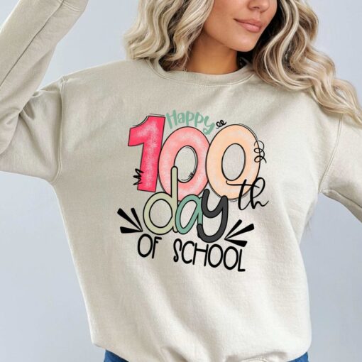 Happy 100th Days Sweatshirt, 100 Days Sweatshirt, 100th Day Of School Celebration, Student Shirt, Back to School Shirt