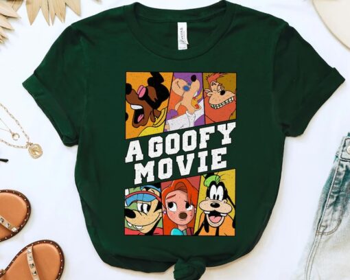 A Goofy Movie Characters Retro T-Shirt, Disney Roxanne Max Powerline Bobby Matching Tee