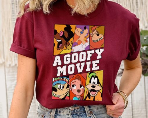 A Goofy Movie Characters Retro T-Shirt, Disney Roxanne Max Powerline Bobby Matching Tee