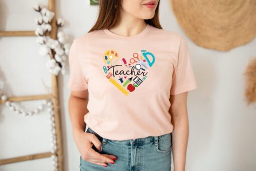 Teacher Heart Shirt, Teacher School Supplies Shirt, Funny Teacher Shirt, School Supply Shirt, Kindergarten Teacher Gift