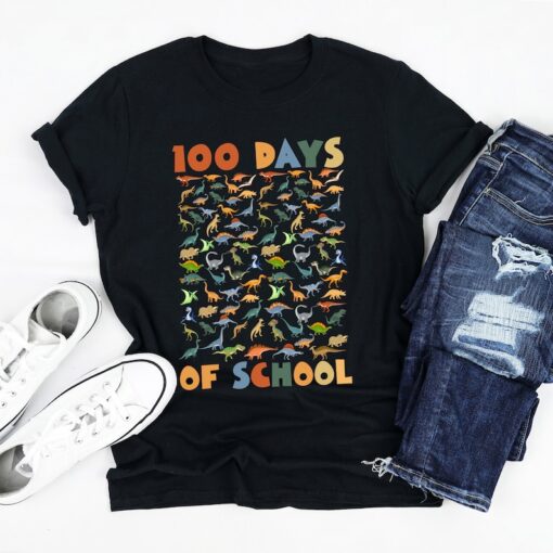 Dinosaurs 100 Days Of School Shirt, 100 Days Of Dinosaurs Shirt, Dinosaurs 100th Day Shirts, Kid 100th Day