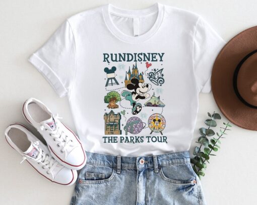 Two-sided runDisney Marathon The Parks Tour Shirt, Walt DisneyWorld Running Shirt