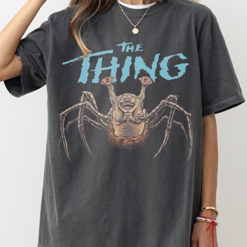 Retro The Thing Horror Movie T-Shirt, Vintage Garment-Dyed Movie Memorabilia