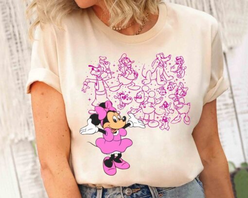 Cute Minnie Mouse Pretty in Pink T-Shirt, Disney Mickey and Friends Matching Tee