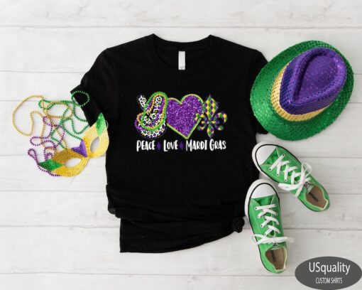 Peace Love Mardi Gras Shirt, Mardi Gras Shirt, Peace Shirt, Mardi Gras Tee, Mardi Grass, Love Shirt, Mardi Gras T shirt