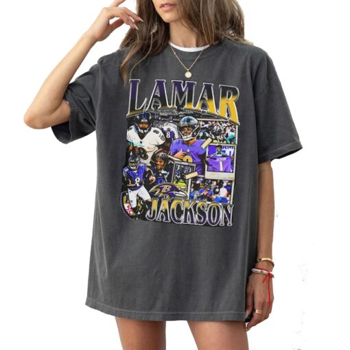 Lamar Jackson Football T-Shirt, Lamar Jackson Tee, Retro Lamar Jackson Oversized T-Shirt, Sport T-Shirt