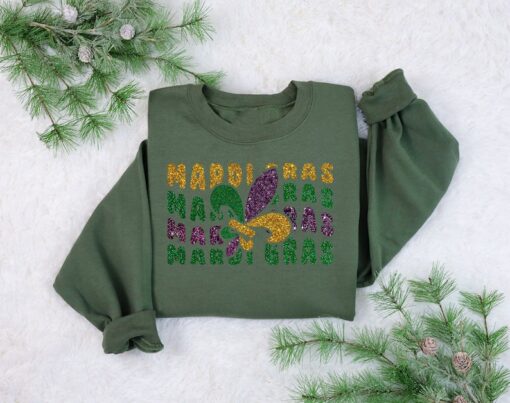 Mardi Gras Glitter Sweatshirt,Trendy Mardi Gras Sweatshirt, Mardi Gras Party Shirt, Fat Tuesday Gift, Carnival Shirt