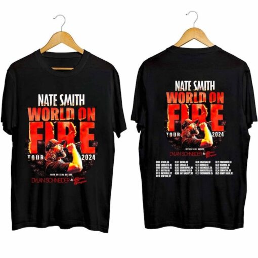 Nate Smith World On Fire Tour 2024 Shirt, Nate Smith Fan Shirt, Nate Smith Tour 2024 T-Shirt