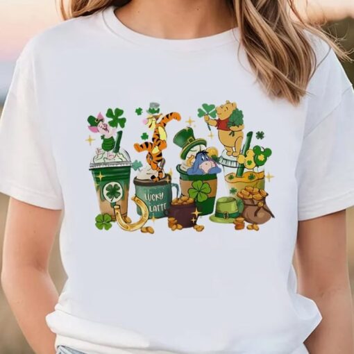 Winnie The Pooh Coffee Drink St Patrick's Day Shirt, Disney Saint Patrick's Day Shirt