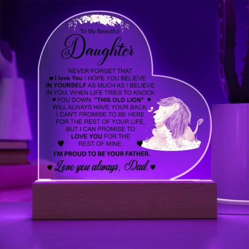 To My Daughter Acrylic Heart Plaque Daughter Birthday Gift Sentimental Daughter Keepsake Gift From Dad to Daughter