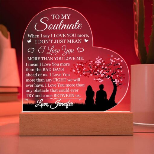 Acrylic Couples Acrylic Heart Plaque, Valentine's Day Gift for her or Him, Color Changing LED Lights Keepsake