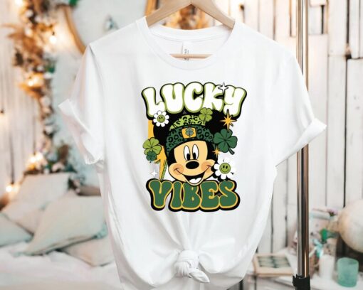 Disney Mickey Lucky Vibes Shirt, Lucky Shamrock Tee,Mouse And Friends,Mickey Mouse Saint Patricks Day Gift