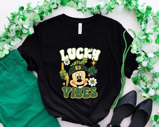 Disney Mickey Lucky Vibes Shirt, Lucky Shamrock Tee,Mouse And Friends,Mickey Mouse Saint Patricks Day Gift